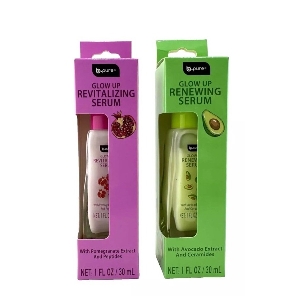 B-Pure Glow Up Renewing Serum in Pomegranate & Avocado - 1 fl oz (30ml) 2 Pack